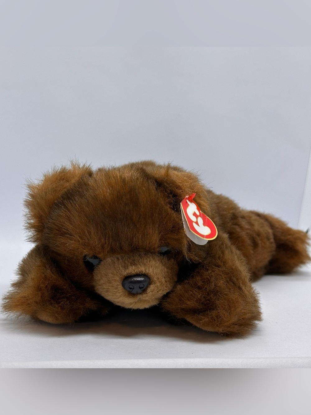 Ty Baby Paws Brown Laying Bear Fur Plush Stuffed Animal Toy 1996 with TAG #5110